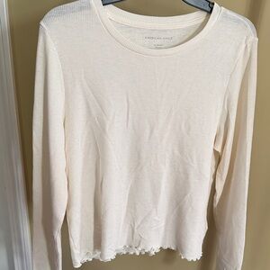 American Eagle Outfitters Off-White Long Sleeve Tee
